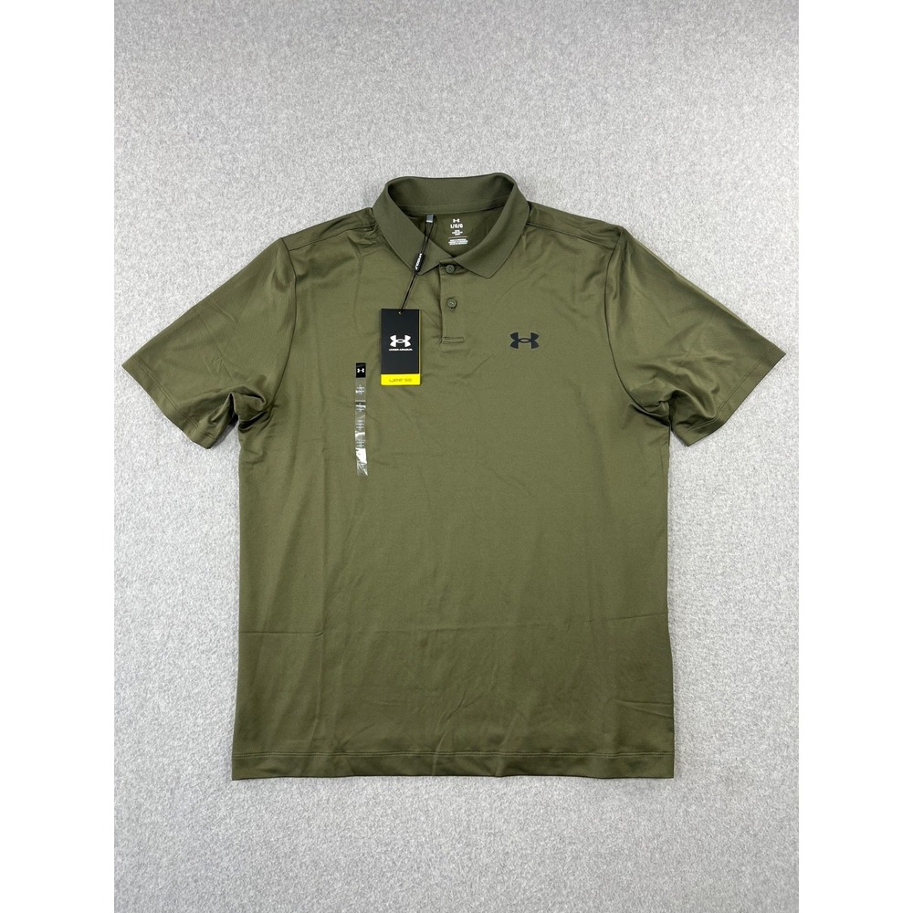 Under Armour UA match Play Polo Shirt Mens L Green Quick Dry Short Sleeve
